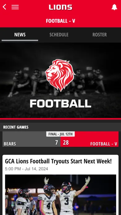 Tangkapan skrin Grace Christian Academy Lions