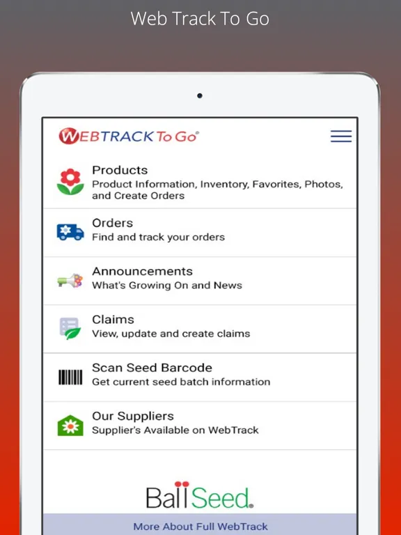 Ball Seed WebTrack To Go iPad 应用截图