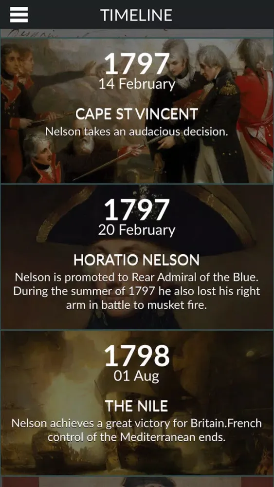 Zrzuty ekranu Timeline Nelson - National Maritime Museum