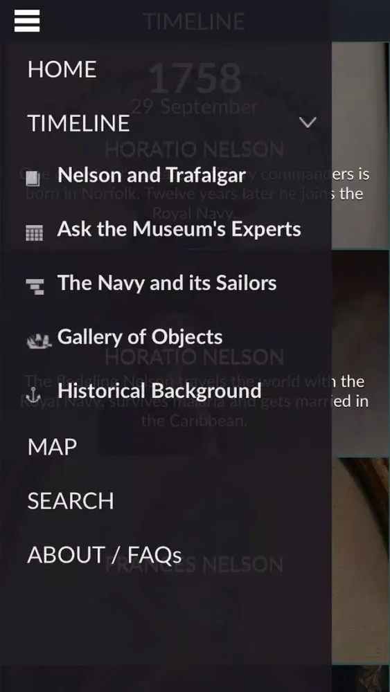 Zrzuty ekranu Timeline Nelson - National Maritime Museum