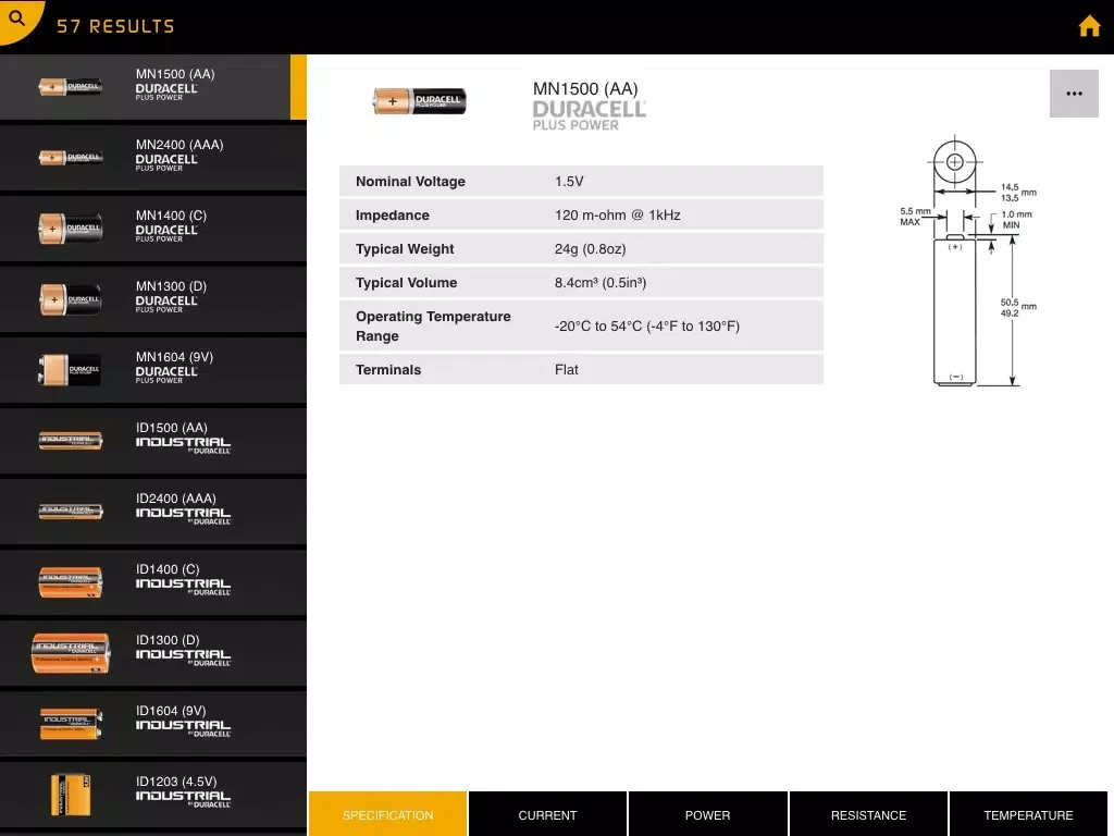 Duracell Datasheets iPad 應用截圖