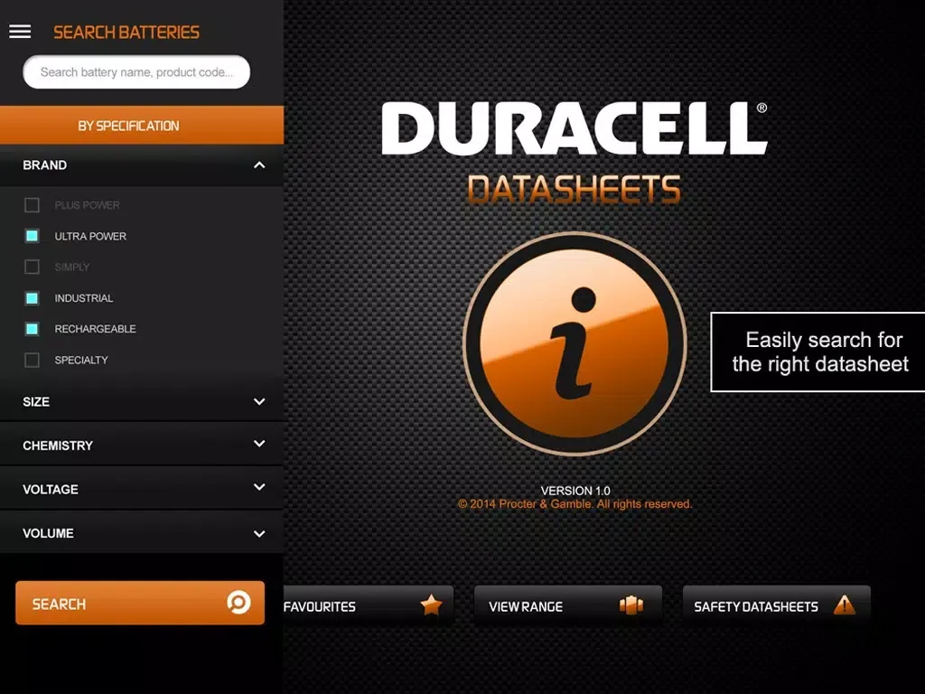 Duracell Datasheets iPad 應用截圖