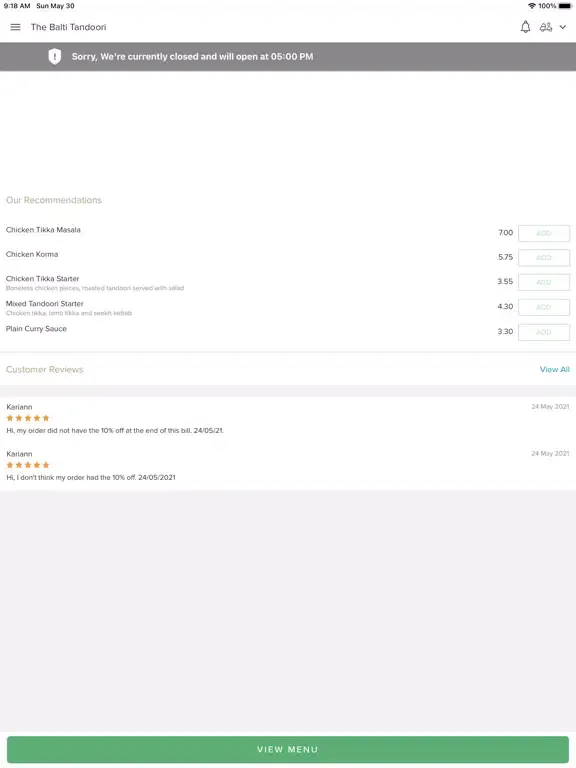 Скриншоты The Balti Tandoori iPad 