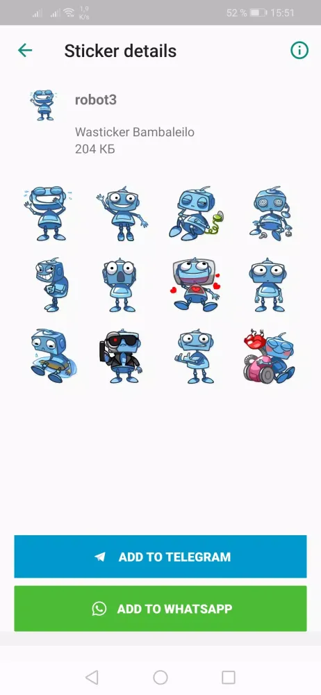 Capturas de tela do Robot stickers WASticker