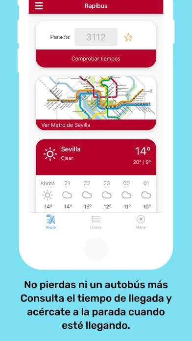 Tangkapan skrin Rapibus Sevilla - Próximo bus