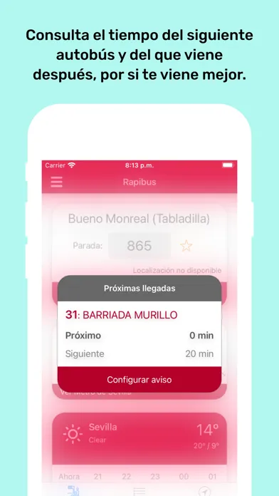 Tangkapan skrin Rapibus Sevilla - Próximo bus