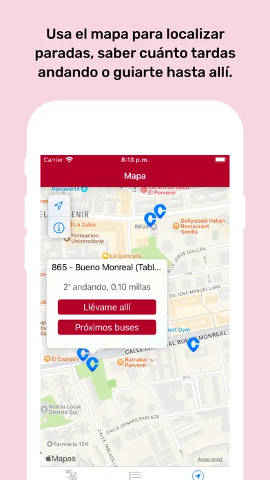 Tangkapan skrin Rapibus Sevilla - Próximo bus