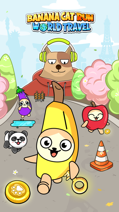 ภาพหน้าจอของ Banana Cat Run: World Travel