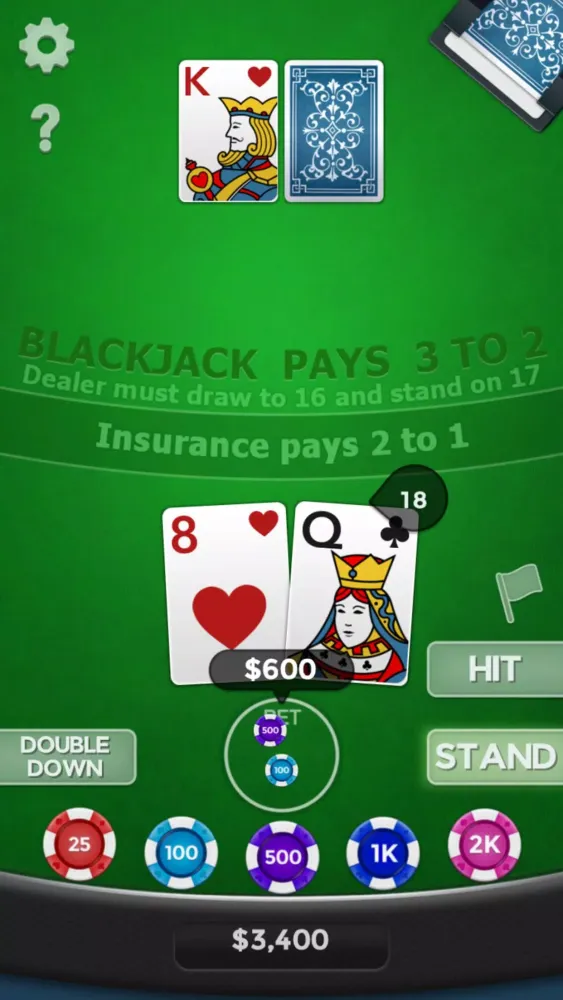 Screenshot di Blackjack 21