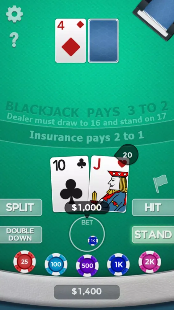 Screenshot di Blackjack 21