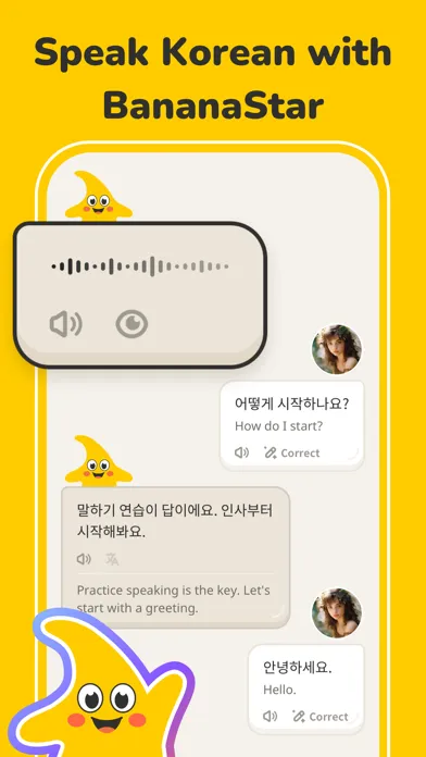 Capturas de tela do Learn Korean with BananaStar