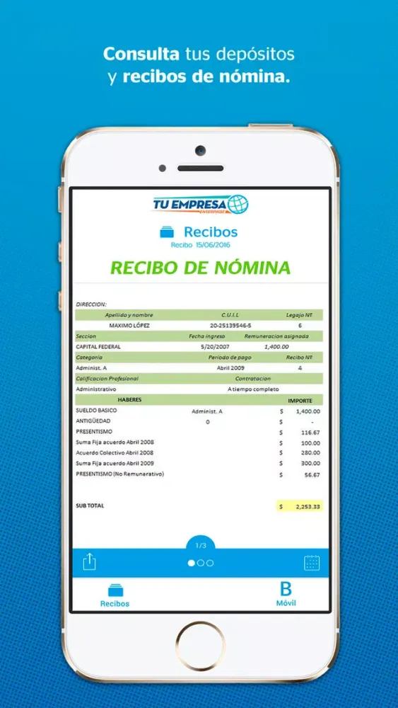 Capturas de tela do Mi Nómina BBVA