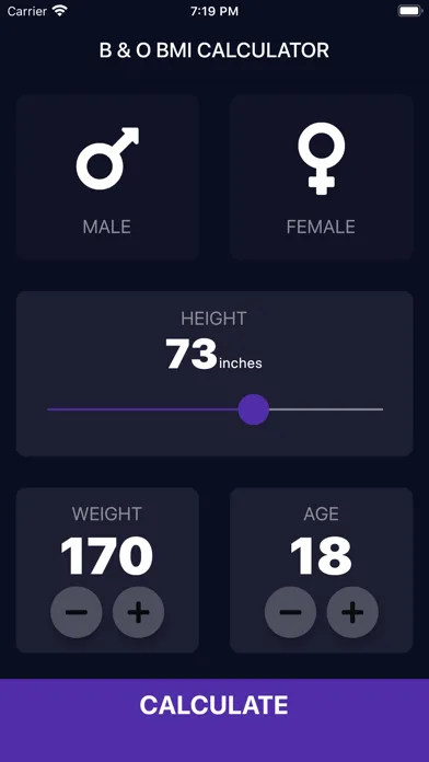 ภาพหน้าจอของ B&O BMI Calculator