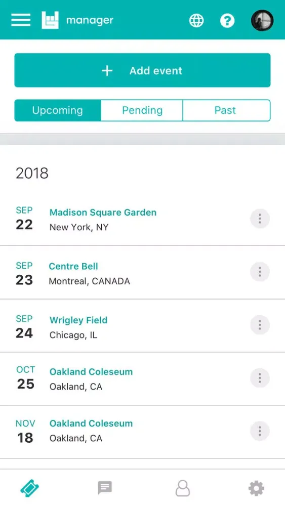 Ảnh chụp màn hình của Bandsintown Manager