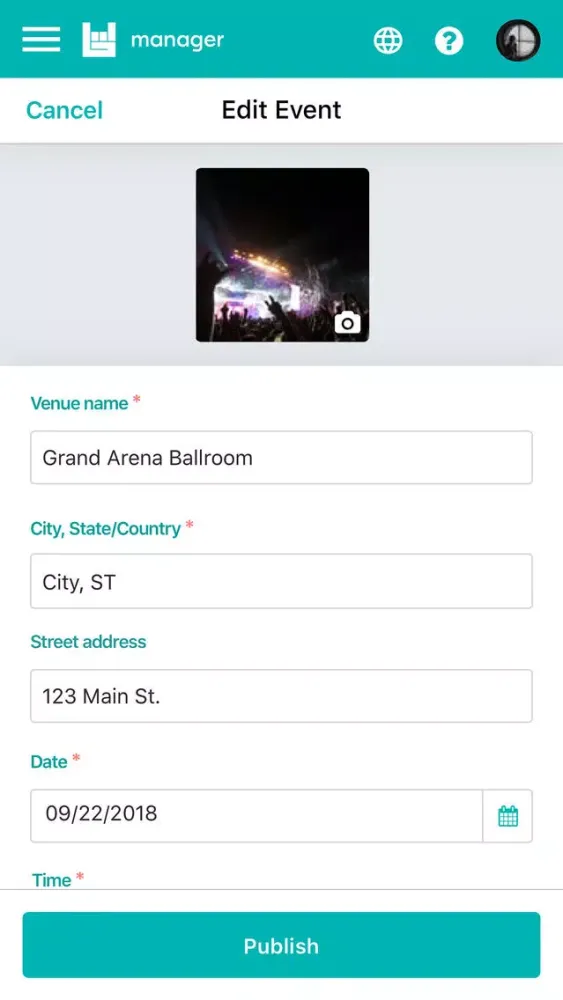 Ảnh chụp màn hình của Bandsintown Manager