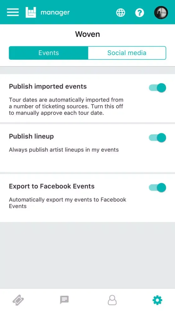 Ảnh chụp màn hình của Bandsintown Manager