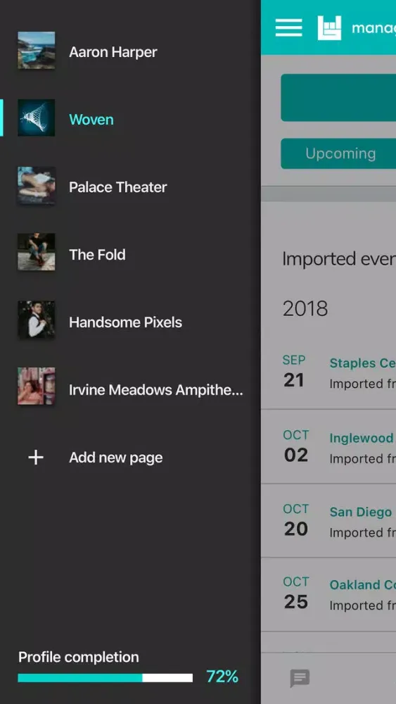 Ảnh chụp màn hình của Bandsintown Manager