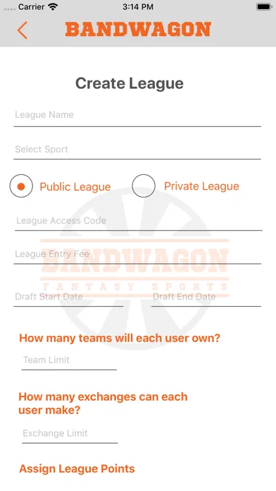 Ảnh chụp màn hình của Bandwagon Fantasy Sports