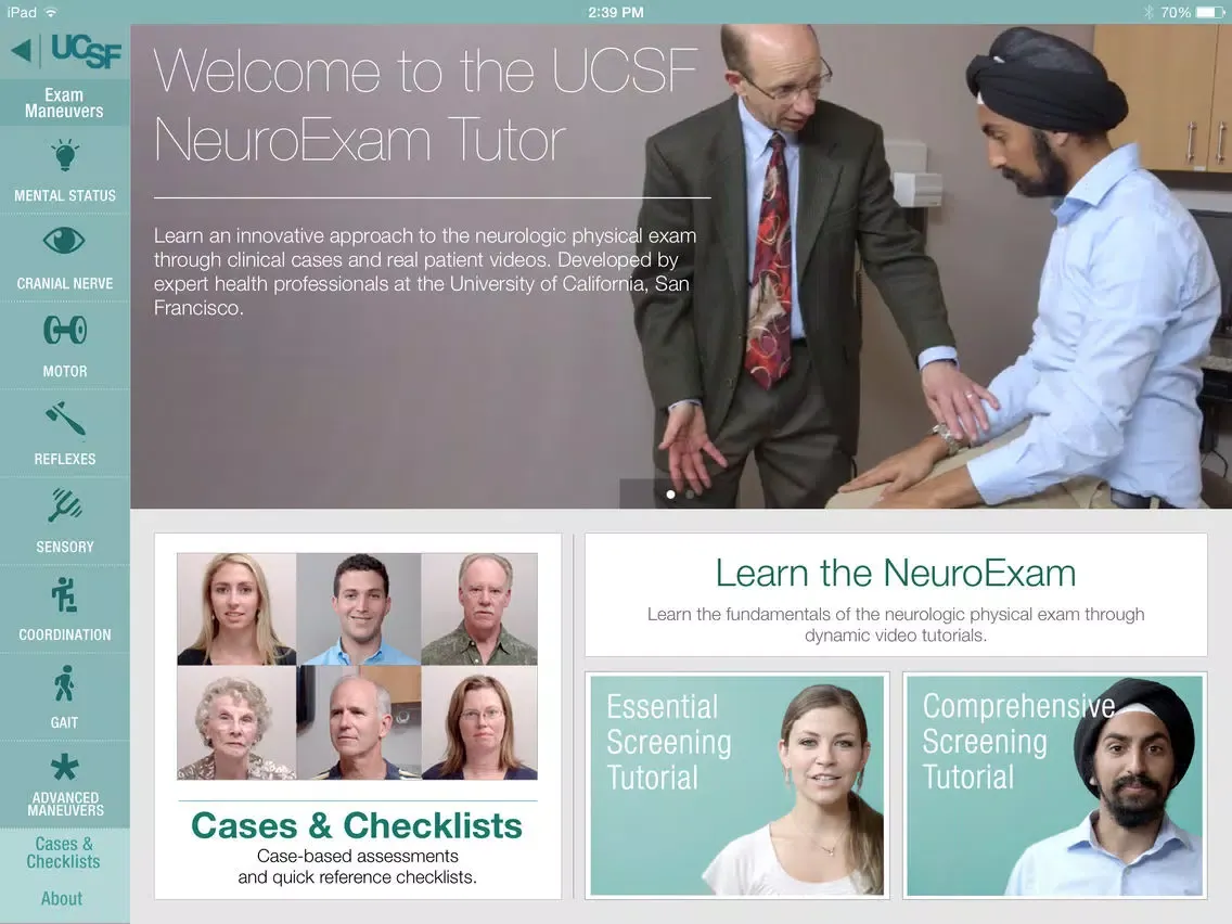 Zrzuty ekranu UCSF NeuroExam Tutor iPad 