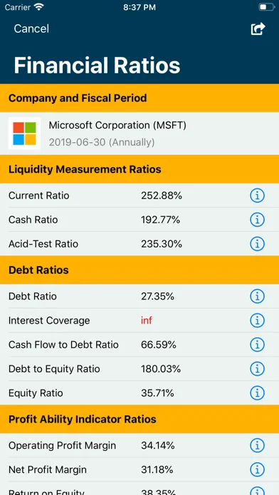 Financial Ratios Go: Analysis Screenshots