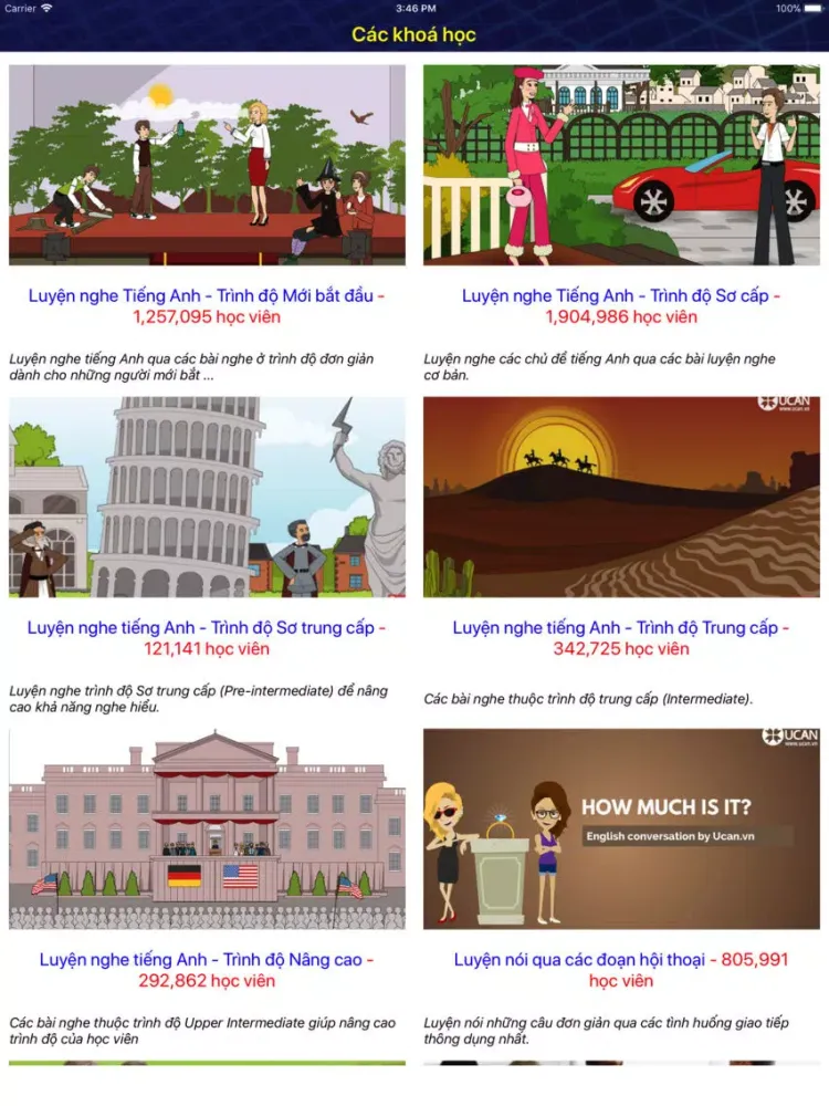Capturas de tela do Tự học Tiếng Anh qua Video iPad 