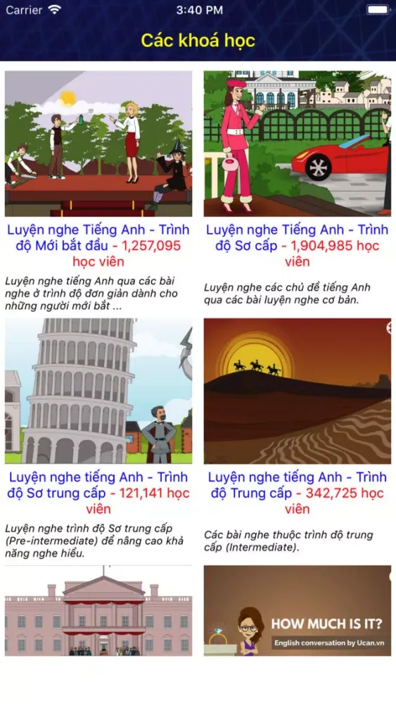 Capturas de tela do Tự học Tiếng Anh qua Video