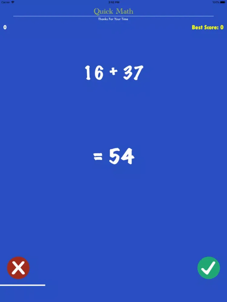 Tangkapan layar Quick Math 2018 iPad 