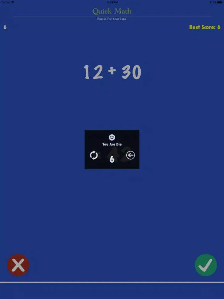 Tangkapan layar Quick Math 2018 iPad 