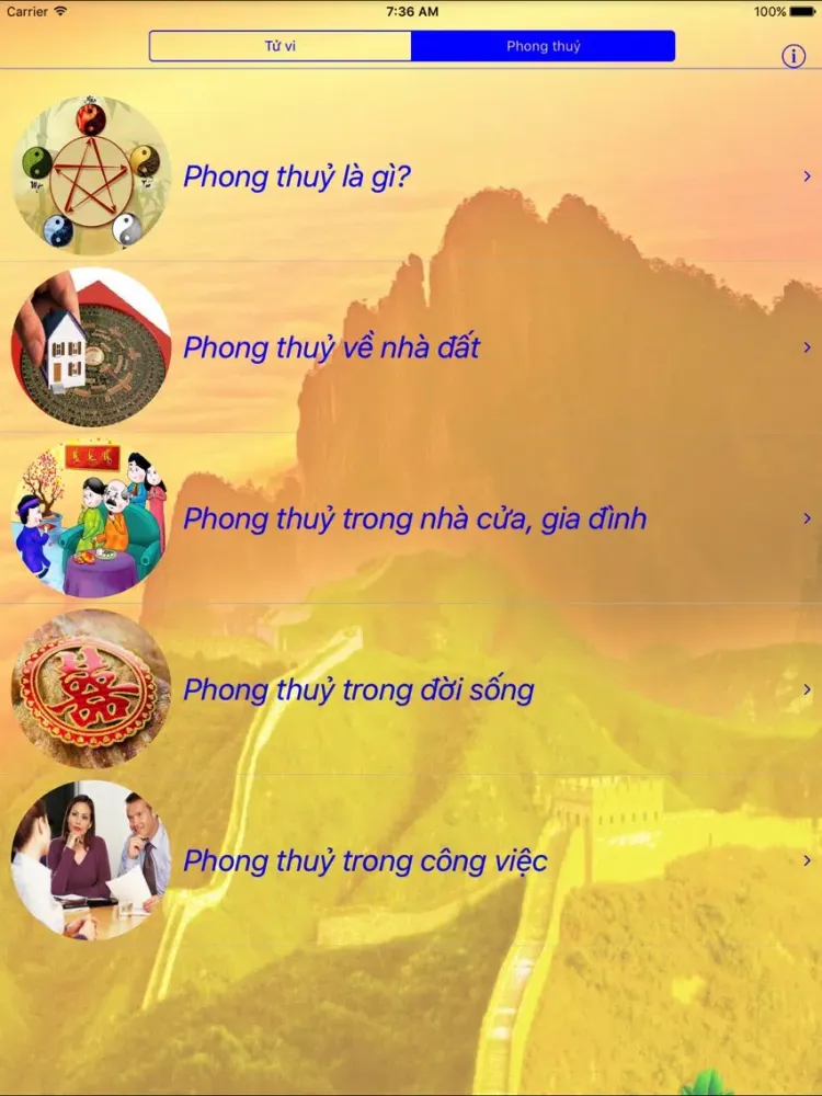 Tangkapan layar Tử vi - Phong thuỷ iPad 