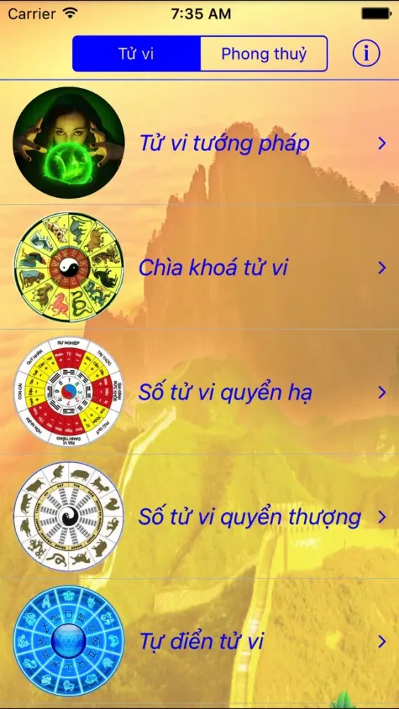 Tangkapan layar Tử vi - Phong thuỷ