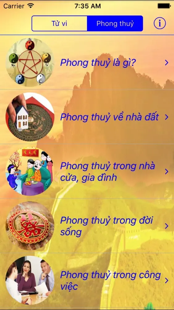 Tangkapan layar Tử vi - Phong thuỷ