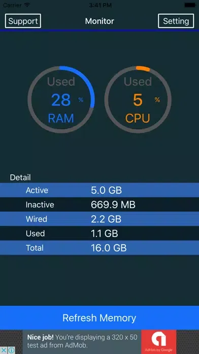 Capturas de pantalla de MEM Advanced : System Utilities, RAM, CPU Status Activator