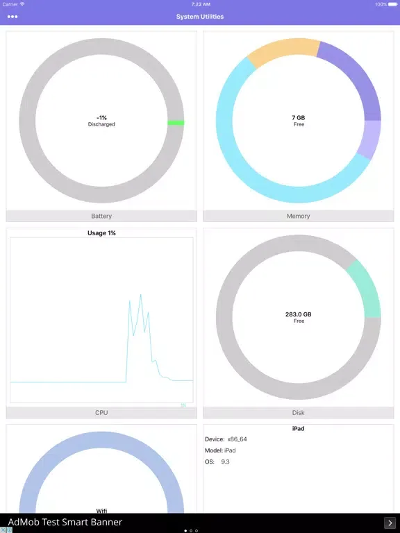 Скриншоты System Utilities : Ram ,Cpu, Battery Real-time iPad 