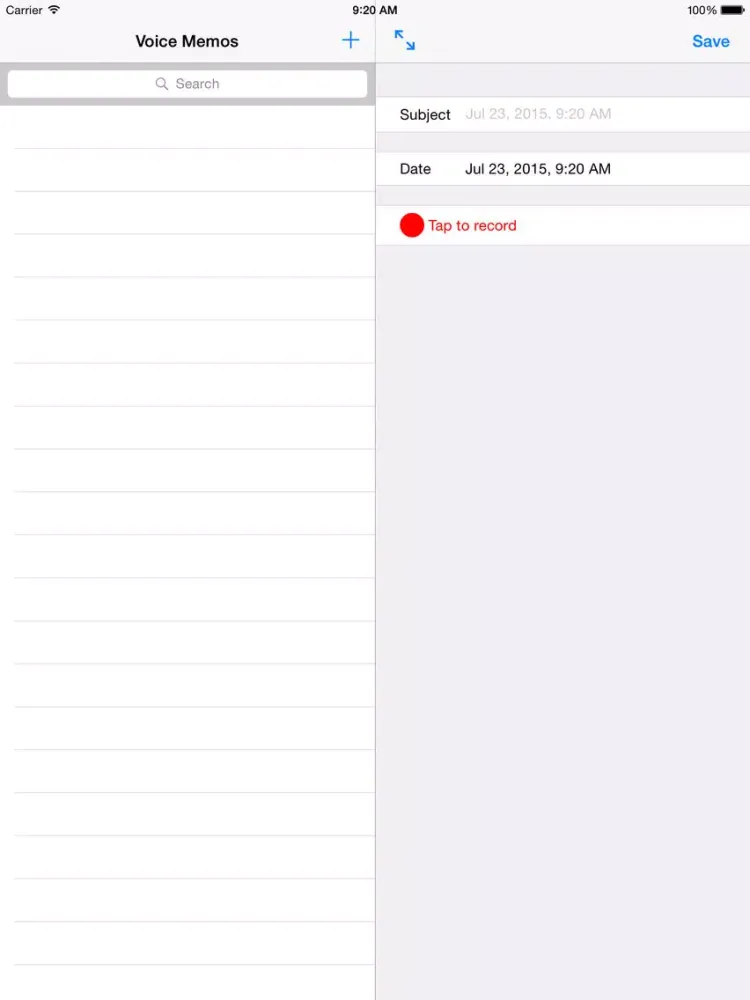 Voice Memos Free iPad  Screenshots