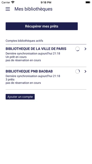 Capturas de tela do Baobab App