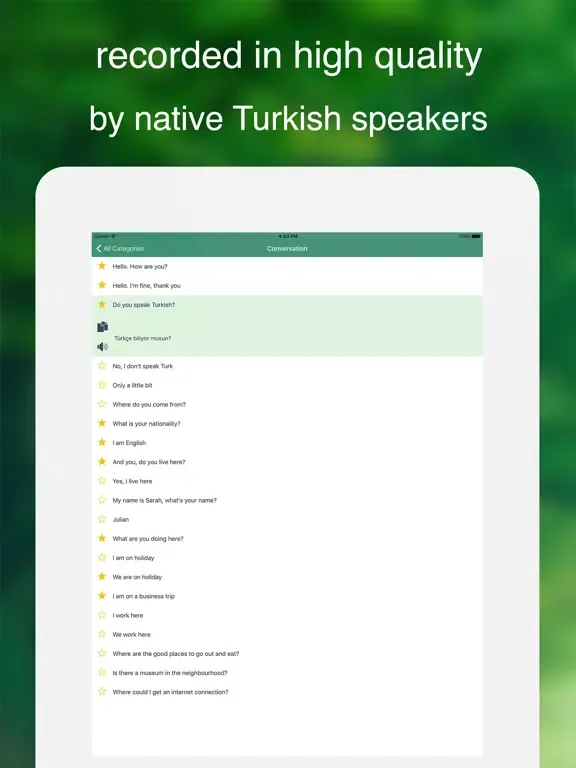 Speak Turkish - Learn Turkish Phrases & Words for Travel & Live in Turkish speaking countries - Turkish Phrasebook iPad  Ekran Görüntüleri