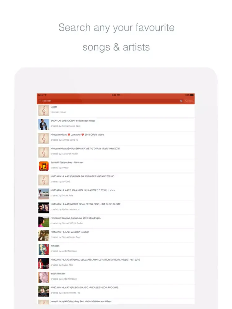 Ảnh chụp màn hình của Somali Music Cloud iPad 
