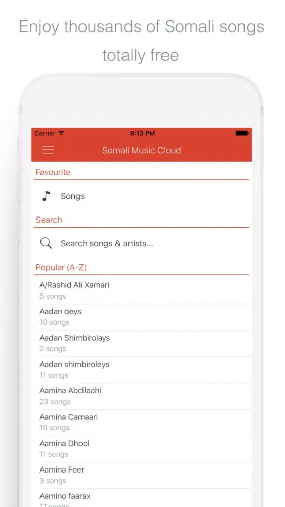 Ảnh chụp màn hình của Somali Music Cloud