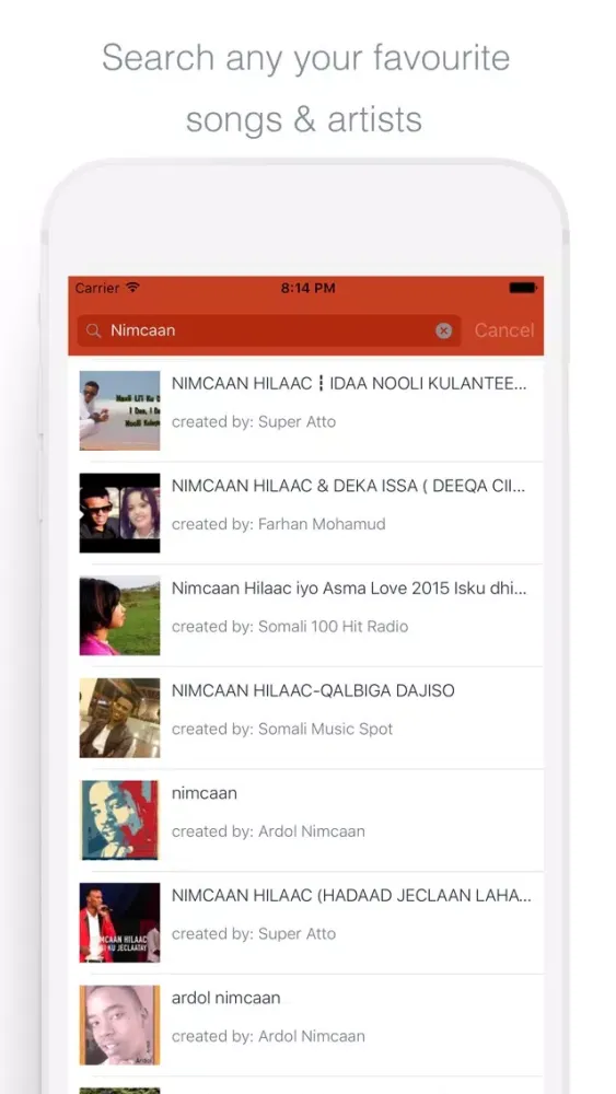 Ảnh chụp màn hình của Somali Music Cloud