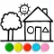 Glitter House coloring for kid