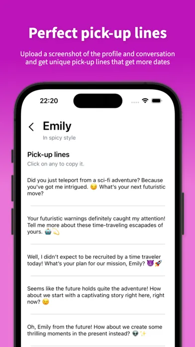 Screenshot di Moly AI - Dating pick-up lines