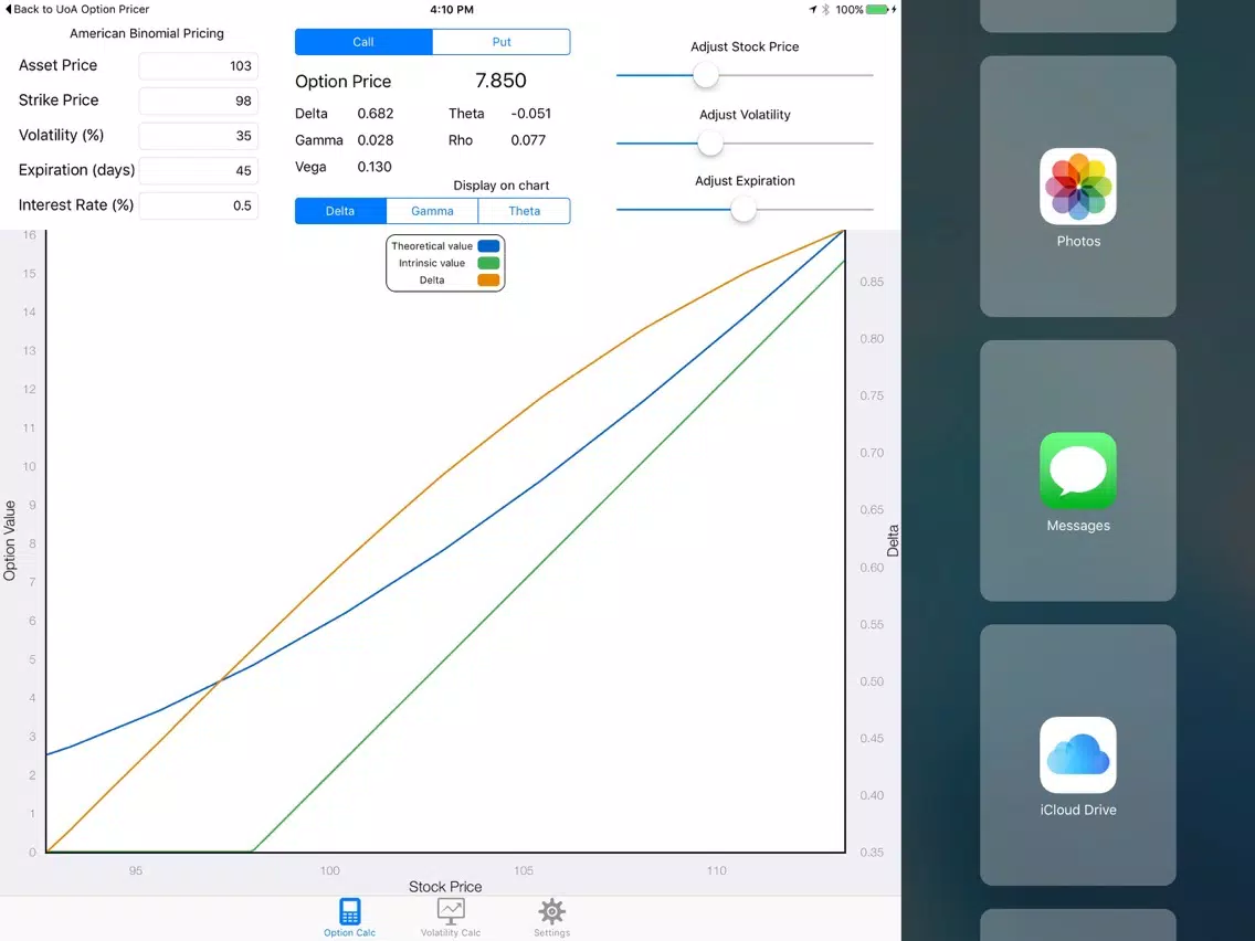 BS Option Pricer iPad 應用截圖