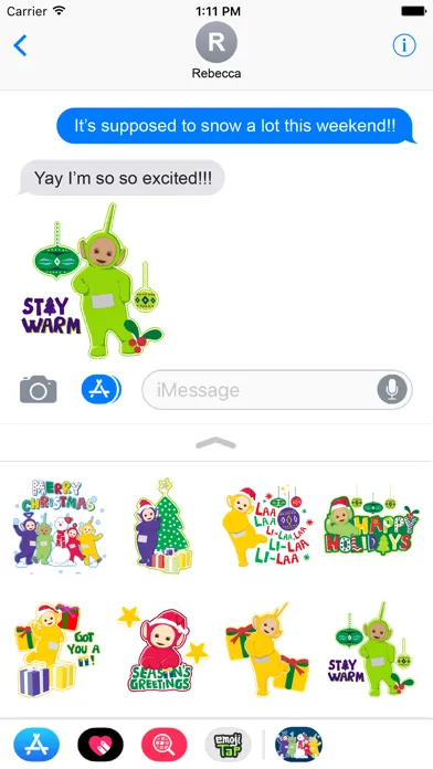 Tangkapan layar Teletubbies Holiday Stickers
