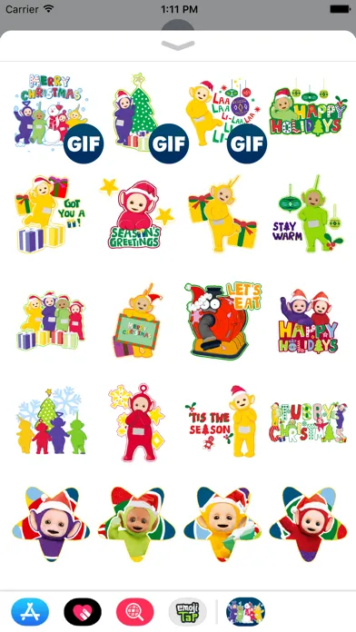 Tangkapan layar Teletubbies Holiday Stickers