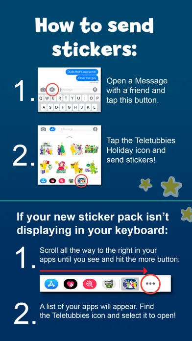 Tangkapan layar Teletubbies Holiday Stickers