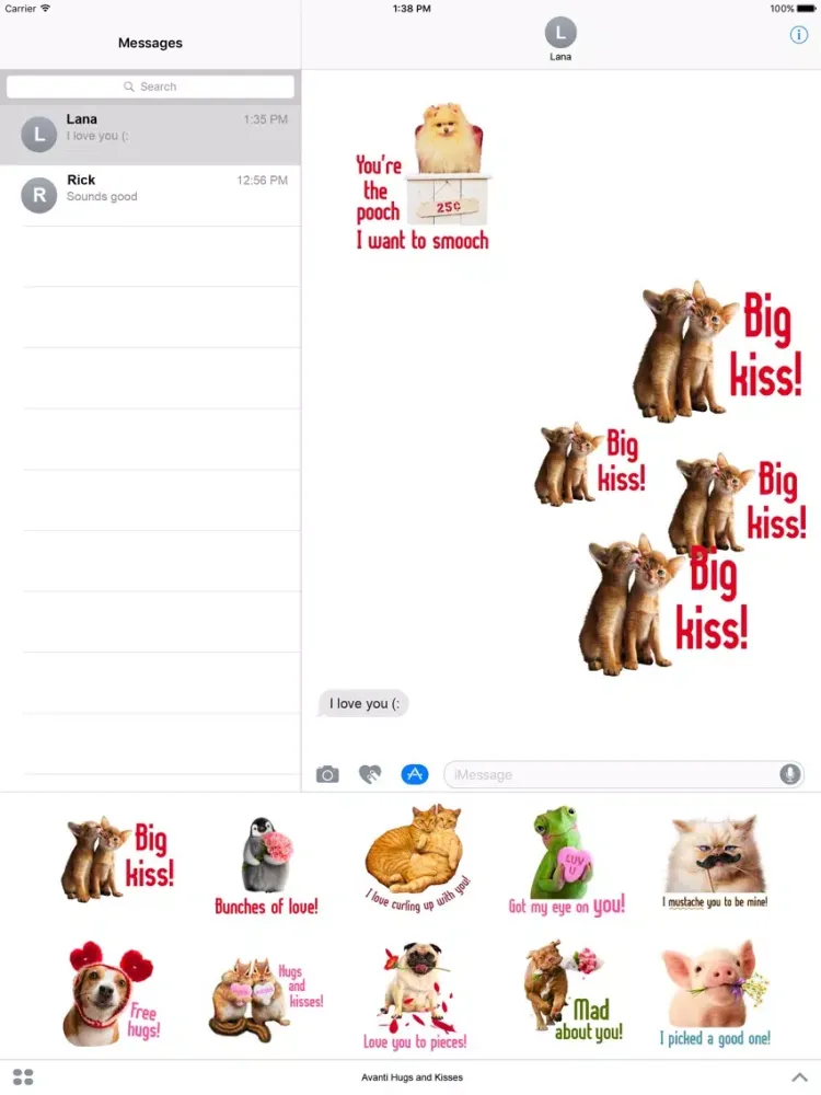 Avanti Hugs and Kisses Stickers iPad  Screenshots