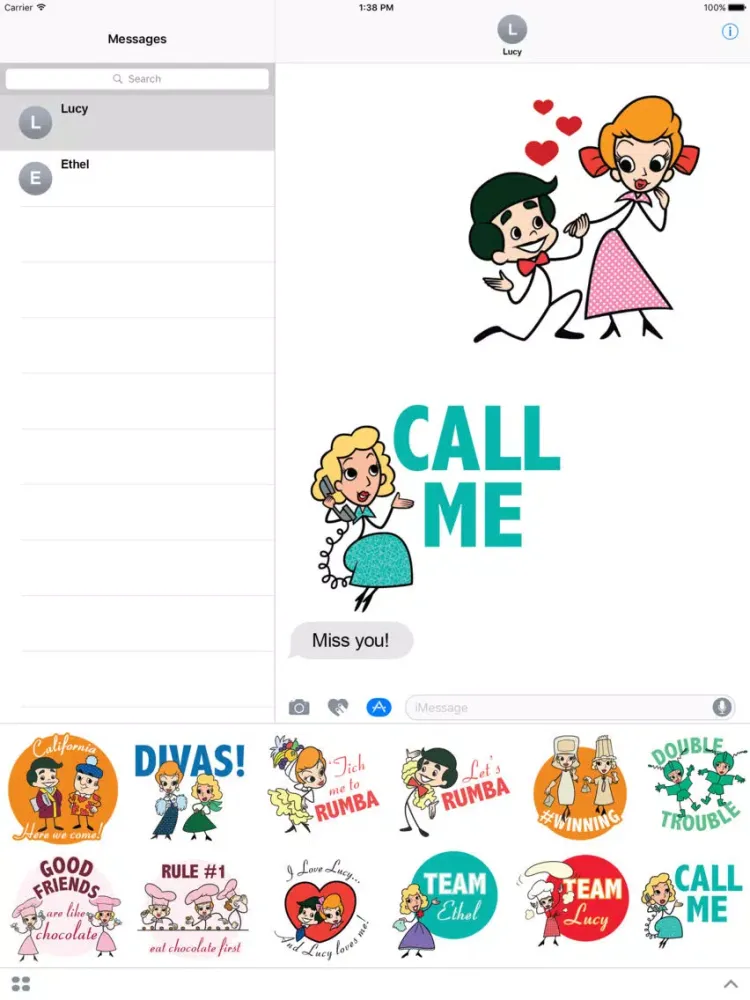 Скриншоты I Love Lucy - Cartoon Stick Figure Stickers iPad 