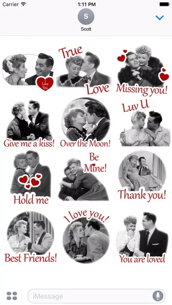 I Love Lucy - True Love Stickers स्क्रीनशॉट
