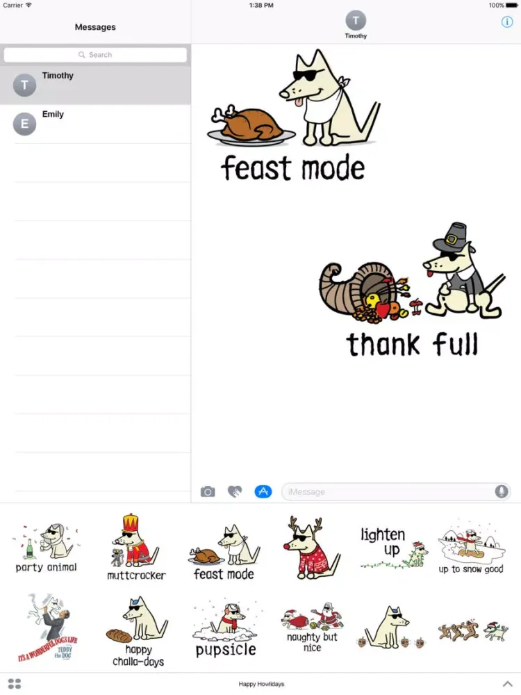 Teddy the Dog: Happy Howlidays Stickers iPad 应用截图
