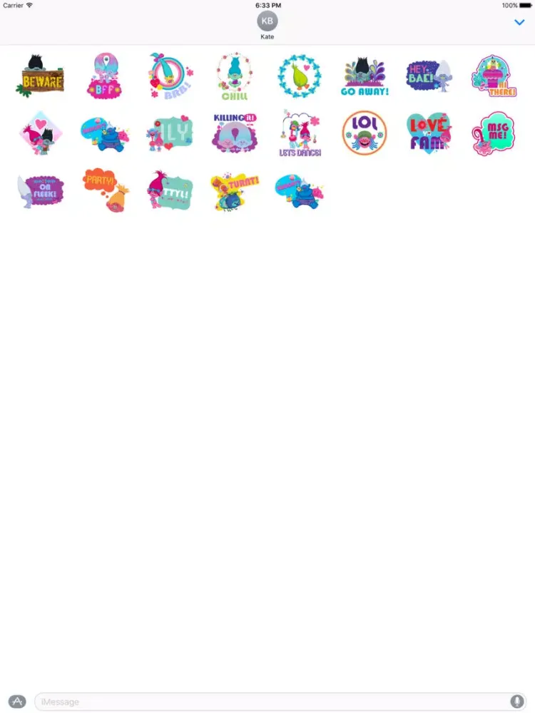 DreamWorks Trolls 2D Stickers iPad 应用截图